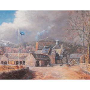 Royal Lochnagar Distillery at Crathie near Ballater on Royal Deeside. This print was commissioned by John Begg in the 1980's. Although it's unsigned and classed as an unlimited edition it is limited in number to the production run that was made at the time.